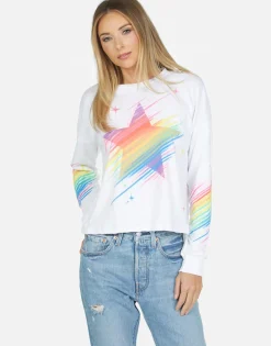 Lauren Moshi Luella Neon Sparkle Star*Women Long Sleeve
