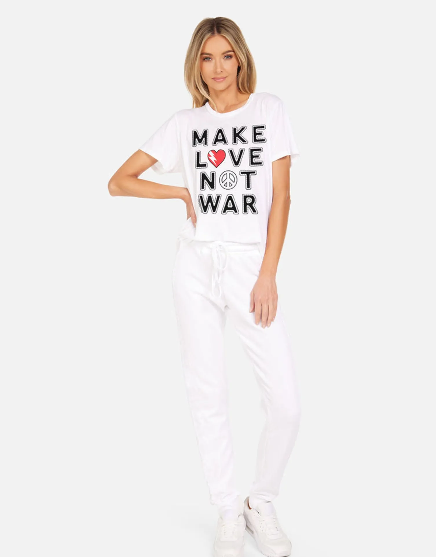 Lauren Moshi Make Love Not War Vintage Boyfriend Tee | Wolf X By *Women Short Sleeve
