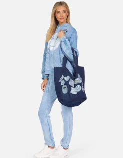 Lauren Moshi Maya X All Over Denim Tote Bag Made In Los Angeles Usa Exclusive* Bags