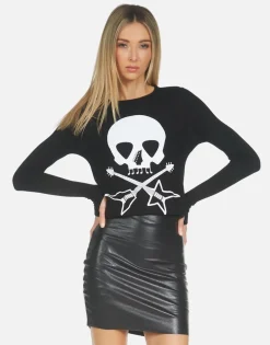Lauren Moshi Mckinley Music Skull*Women Long Sleeve