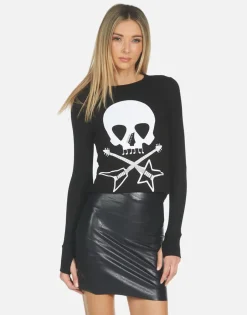 Lauren Moshi Mckinley Music Skull*Women Long Sleeve