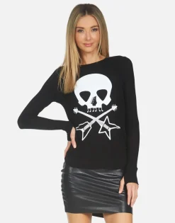 Lauren Moshi Mckinley Music Skull*Women Long Sleeve