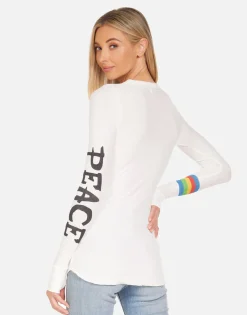 Lauren Moshi Mckinley Rainbow Peace Skull*Women Long Sleeve