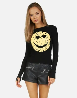 Lauren Moshi Mckinley X Text Happy Face*Women Long Sleeve