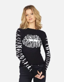 Lauren Moshi Mckinley Zebra Lip*Women Long Sleeve