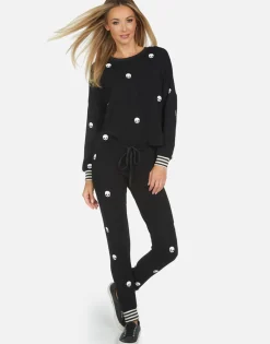 Lauren Moshi Mini Skulls Drop Shoulder Crop Pullover | Kiara By *Women Long Sleeve