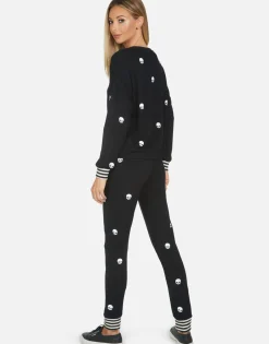 Lauren Moshi Mini Skulls Lounge Sweatpant W/ Stripe Cuff | Shawna By *Women Long Sweatpants