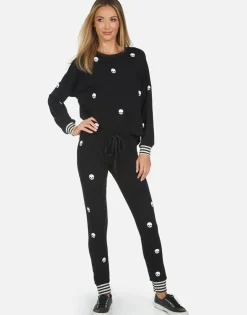 Lauren Moshi Mini Skulls Lounge Sweatpant W/ Stripe Cuff | Shawna By *Women Long Sweatpants