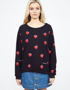 Lauren Moshi Noleta Allover Mini Heartface L/S Vintage Pullover - *Women Long Sleeve