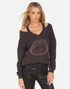 Lauren Moshi Patricia Rainbow Lip Outline*Women Long Sleeve