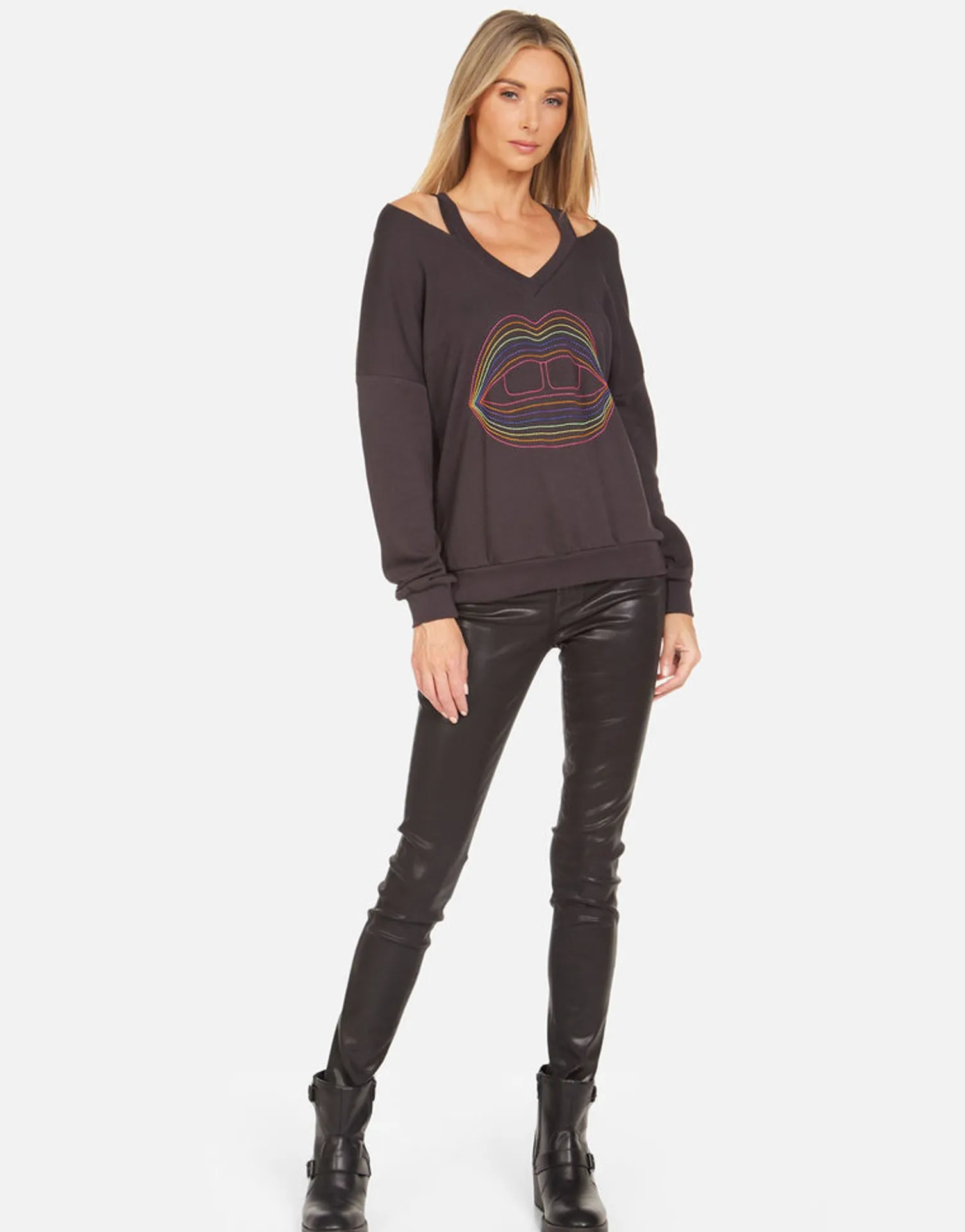 Lauren Moshi Patricia Rainbow Lip Outline*Women Long Sleeve