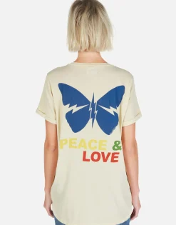 Lauren Moshi Peace & Love Butterfly S/S Tee W/ Pocket | Iris By *Women Short Sleeve