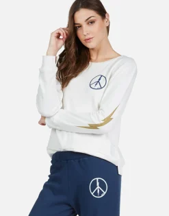 Lauren Moshi Peace Lightning L/S Pullover W/ Slit Cuff | Calista By *Women Long Sleeve
