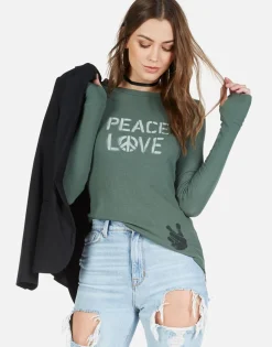 Lauren Moshi Peace Love Spray L/S Fitted Thermal W/ Thumbholes | Mckinley*Women Long Sleeve