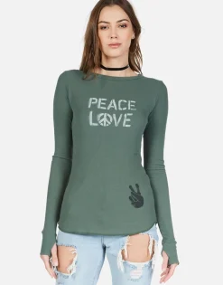 Lauren Moshi Peace Love Spray L/S Fitted Thermal W/ Thumbholes | Mckinley*Women Long Sleeve