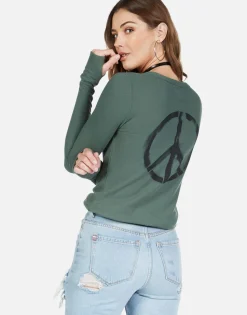 Lauren Moshi Peace Love Spray L/S Fitted Thermal W/ Thumbholes | Mckinley*Women Long Sleeve