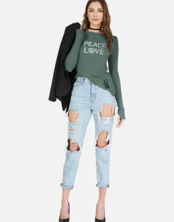 Lauren Moshi Peace Love Spray L/S Fitted Thermal W/ Thumbholes | Mckinley*Women Long Sleeve