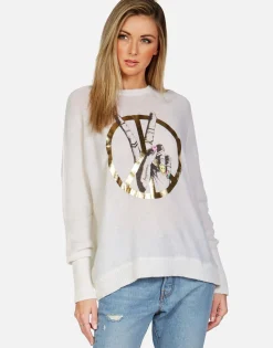 Lauren Moshi Peace Sign Hand Draped Cashmere Sweater | Ladona By *Women Sweaters & Knits