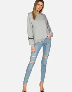 Lauren Moshi Peace Sign Hand L/S Boyfriend Pullover | Sierra By *Women Long Sleeve
