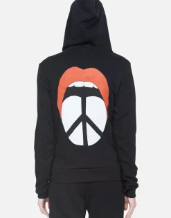 Lauren Moshi Peace Tongue Combo Zip Up Hoodie | Lennox By *Women Hoodies