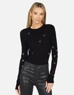 Lauren Moshi Pink Crystal Butterflies Thermal Top | Mckinley X By *Women Long Sleeve