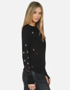 Lauren Moshi Pink Crystal Butterflies Thermal Top | Mckinley X By *Women Long Sleeve