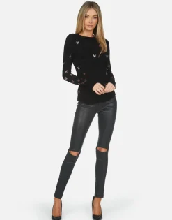 Lauren Moshi Pink Crystal Butterflies Thermal Top | Mckinley X By *Women Long Sleeve