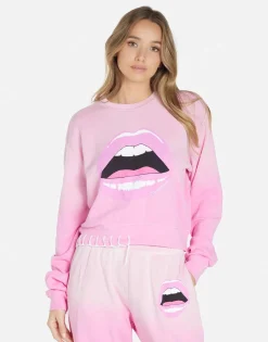 Lauren Moshi Pink Open Lip Crop Pullover | Spalding By *Women Long Sleeve