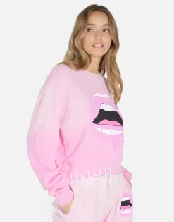 Lauren Moshi Pink Open Lip Crop Pullover | Spalding By *Women Long Sleeve