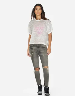 Lauren Moshi Pink Peace Love Skull Boyfriend T-Shirt | Linnea By *Women Short Sleeve