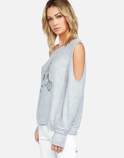 Lauren Moshi Prayer Hands L/S Scoop Neck Off Shoulder Pullover By *Women Long Sleeve