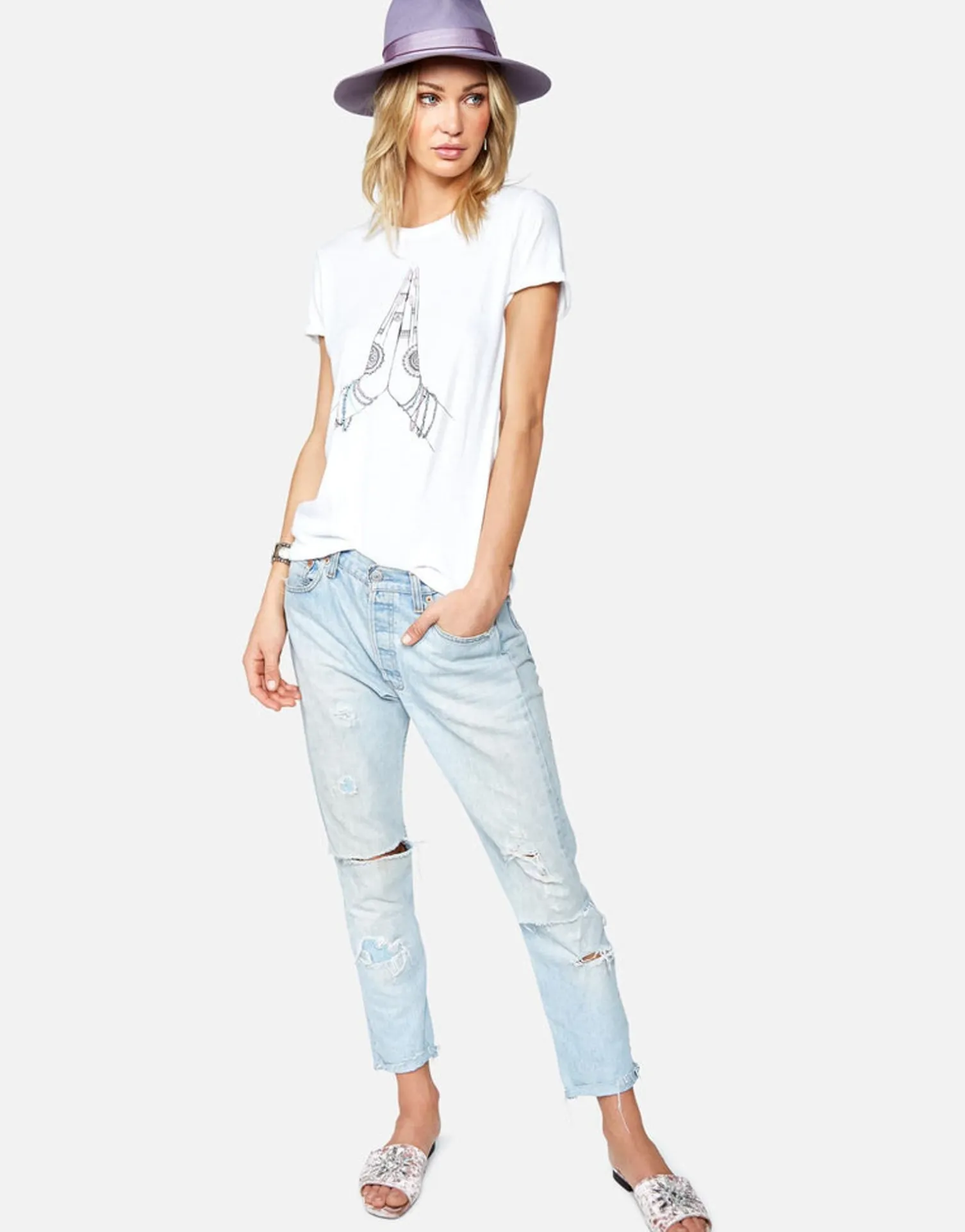 Lauren Moshi Prayer Hands Vintage Short Sleeve Roll Up Tee | Edda By *Women Short Sleeve