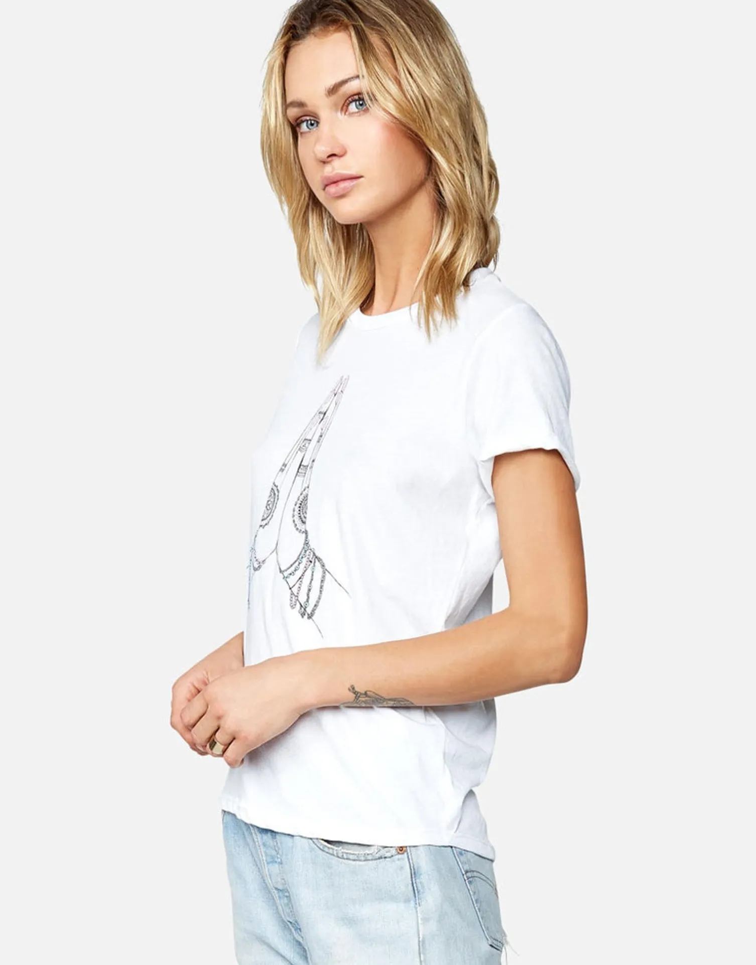 Lauren Moshi Prayer Hands Vintage Short Sleeve Roll Up Tee | Edda By *Women Short Sleeve