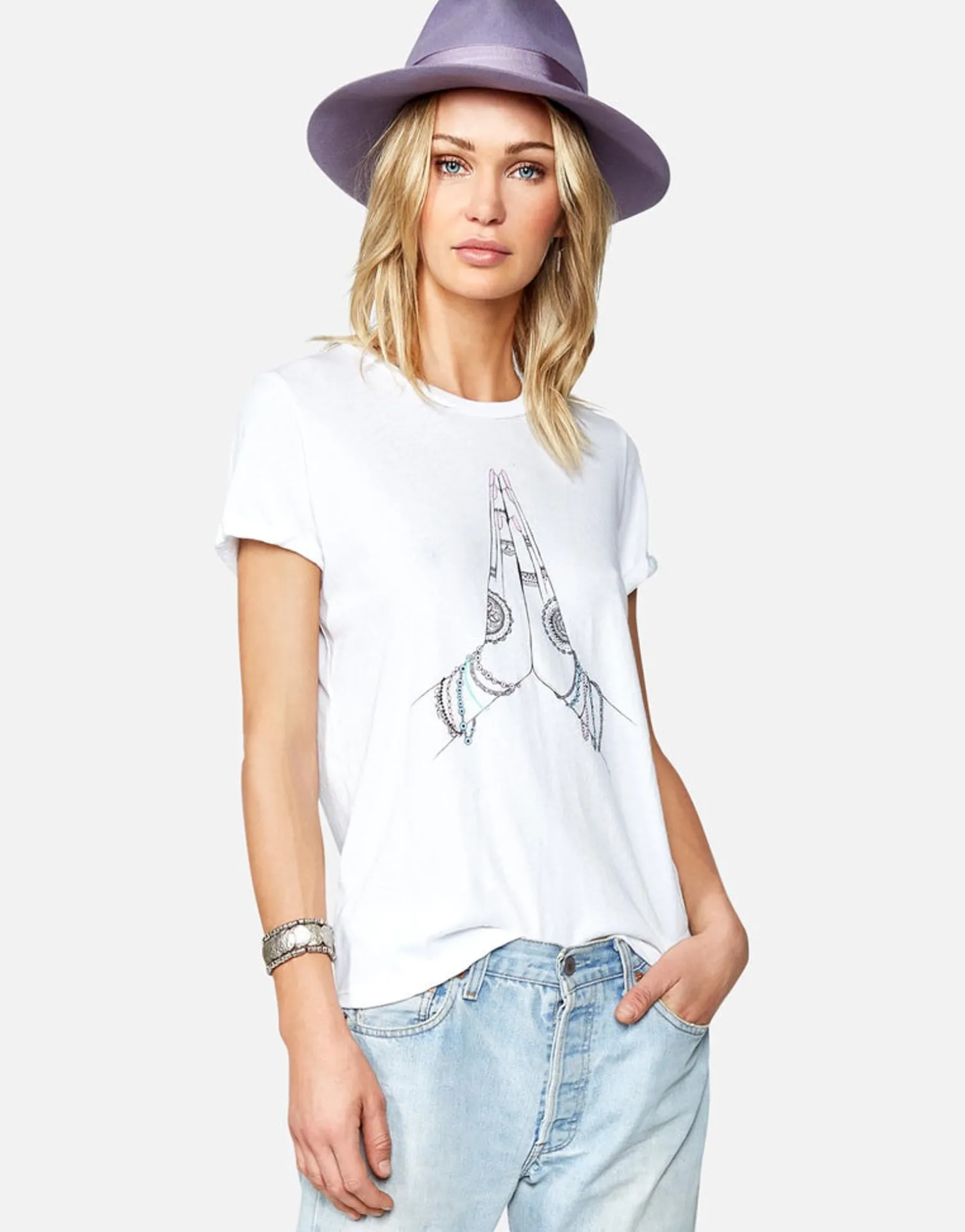 Lauren Moshi Prayer Hands Vintage Short Sleeve Roll Up Tee | Edda By *Women Short Sleeve