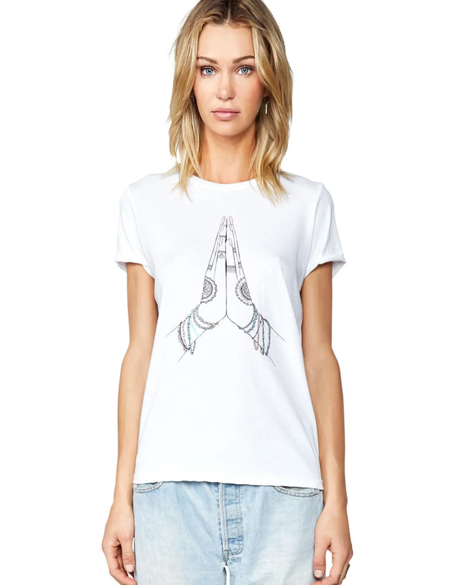Lauren Moshi Prayer Hands Vintage Short Sleeve Roll Up Tee | Edda By *Women Short Sleeve