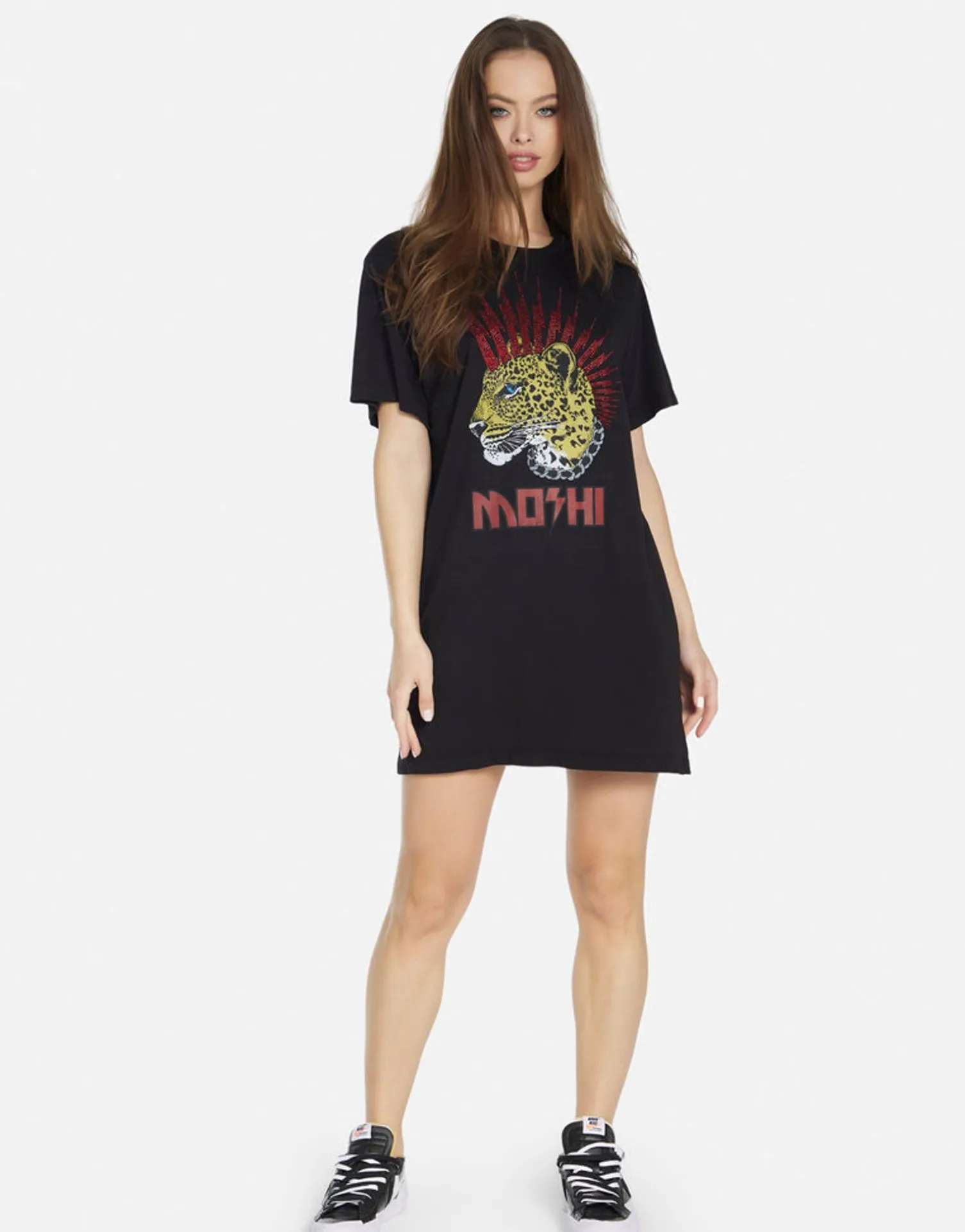 Lauren Moshi Punk Leopard S/S T-Shirt Dress W/ Crystals | Misty By *Women Dresses