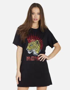 Lauren Moshi Punk Leopard S/S T-Shirt Dress W/ Crystals | Misty By *Women Dresses