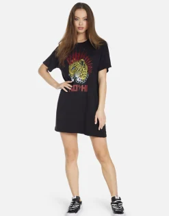 Lauren Moshi Punk Leopard S/S T-Shirt Dress W/ Crystals | Misty By *Women Dresses