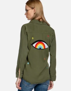 Lauren Moshi Rainbow Eye Stars L/S Button Up Denim Shirt | Sloane By *Women Long Sleeve