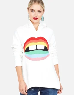 Lauren Moshi Rainbow Gap Mouth Hoodie W/ Side Zippers | Corbin By *Women Hoodies