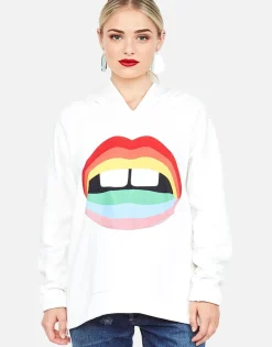 Lauren Moshi Rainbow Gap Mouth Hoodie W/ Side Zippers | Corbin By *Women Hoodies