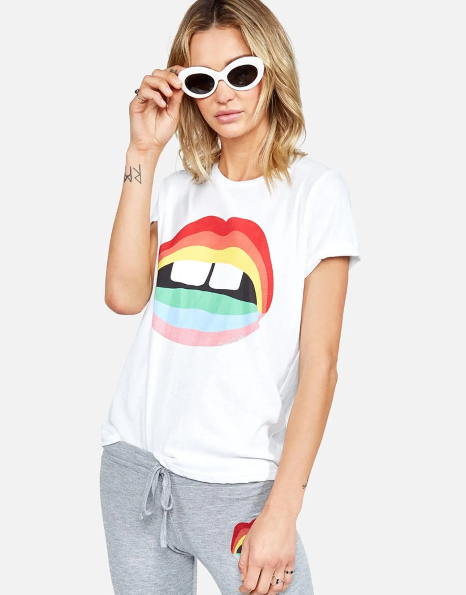 Lauren Moshi Rainbow Gap Mouth Vintage S/S Roll Up Tee | Edda By *Women Short Sleeve