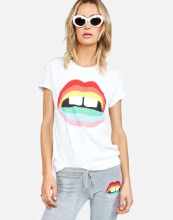 Lauren Moshi Rainbow Gap Mouth Vintage S/S Roll Up Tee | Edda By *Women Short Sleeve