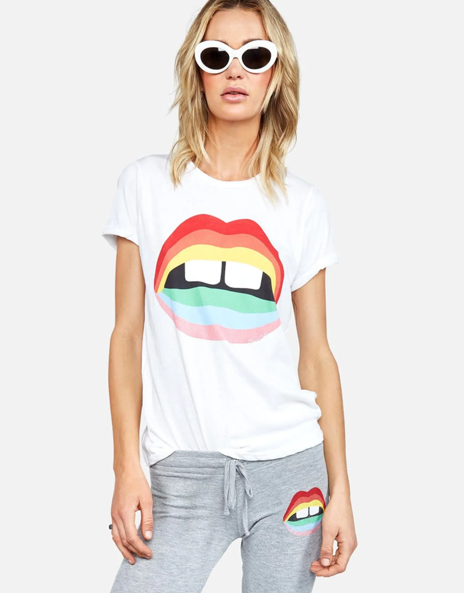 Lauren Moshi Rainbow Gap Mouth Vintage S/S Roll Up Tee | Edda By *Women Short Sleeve