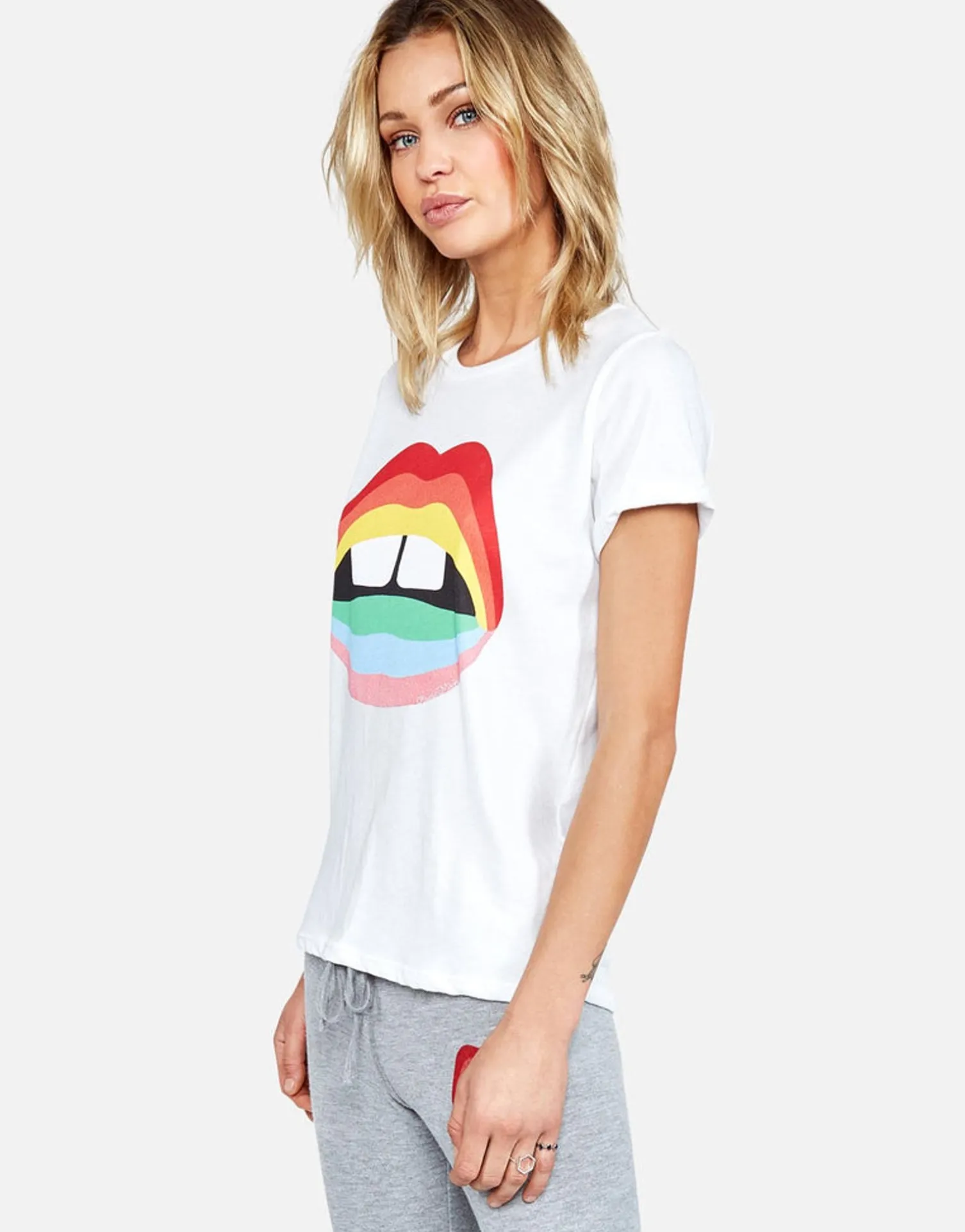 Lauren Moshi Rainbow Gap Mouth Vintage S/S Roll Up Tee | Edda By *Women Short Sleeve