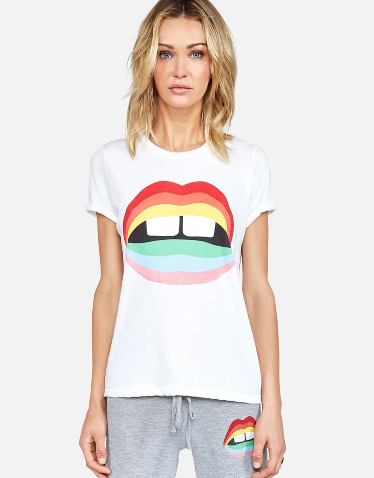Lauren Moshi Rainbow Gap Mouth Vintage S/S Roll Up Tee | Edda By *Women Short Sleeve