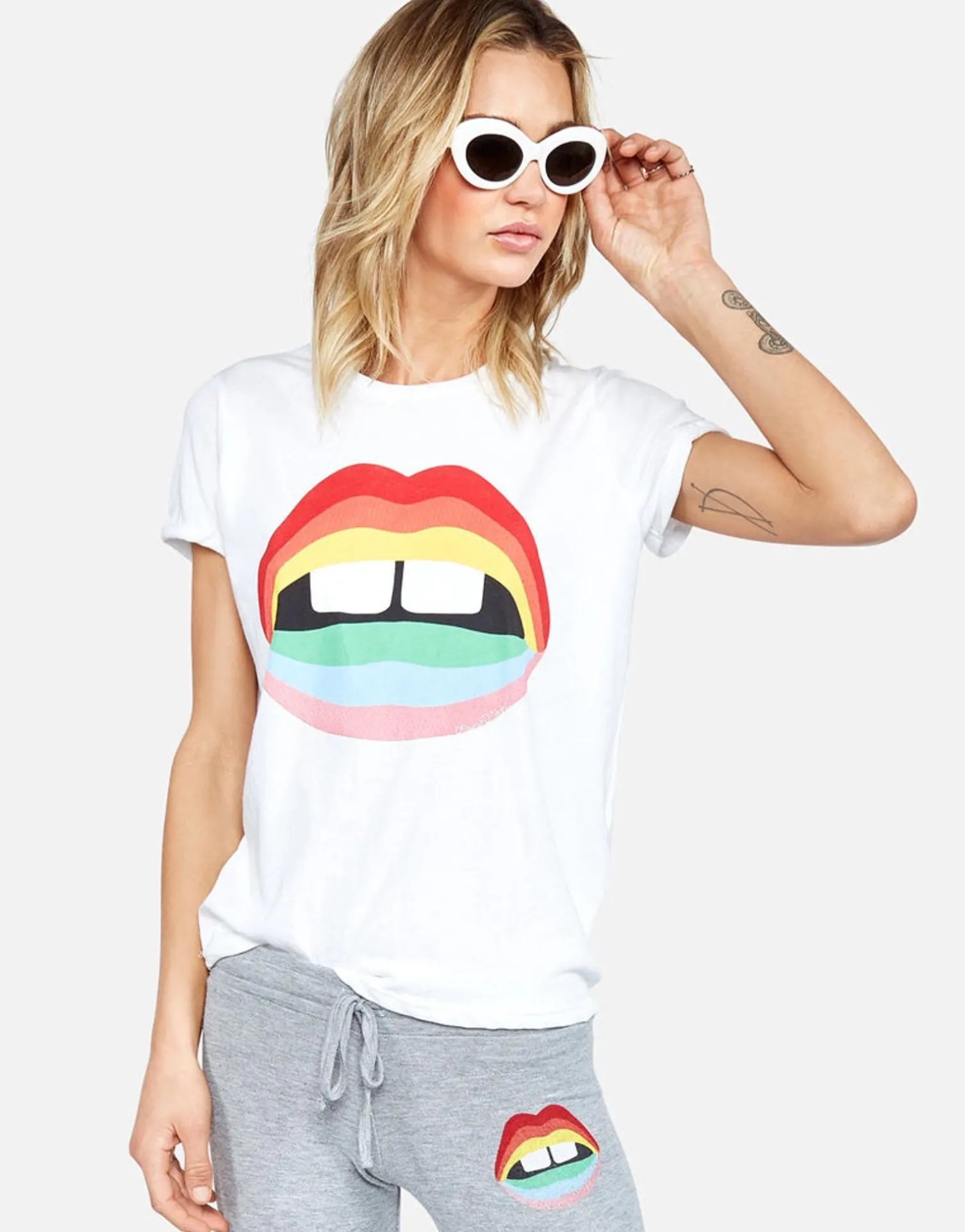 Lauren Moshi Rainbow Gap Mouth Vintage S/S Roll Up Tee | Edda By *Women Short Sleeve