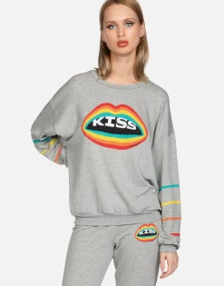 Lauren Moshi Rainbow Kiss Lip L/S Boyfriend Pullover | Babbs By *Women Long Sleeve