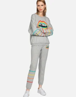 Lauren Moshi Rainbow Kiss Lip L/S Boyfriend Pullover | Babbs By *Women Long Sleeve