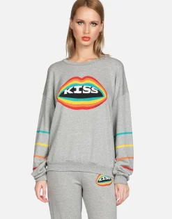 Lauren Moshi Rainbow Kiss Lip L/S Boyfriend Pullover | Babbs By *Women Long Sleeve